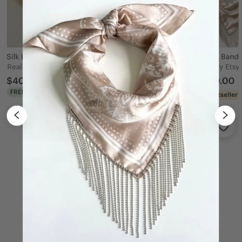 Ivory rhinestone bandanna